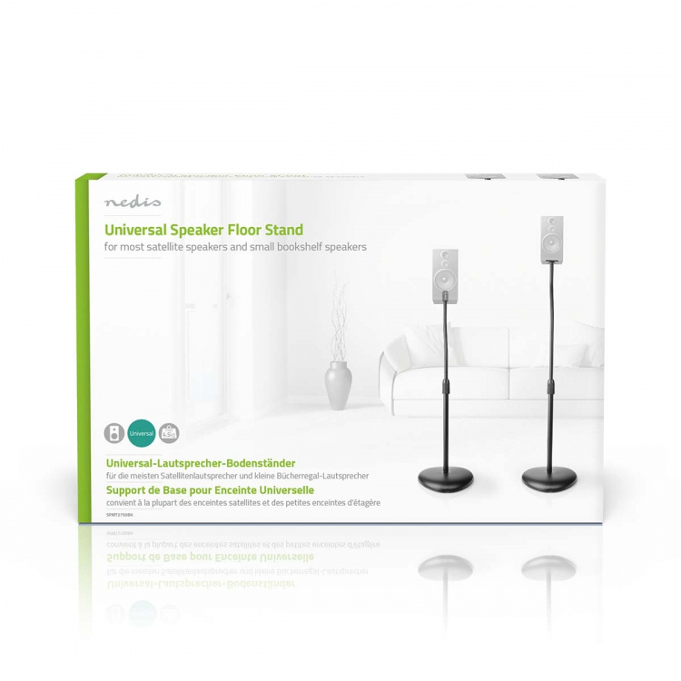 Nedis Kaiutinteline | Sopii käytettäväksi: Yleismalli | Lattia | 4.5 kg | Säädettävä korkeus | ABS-Muovi / Teräs | Musta