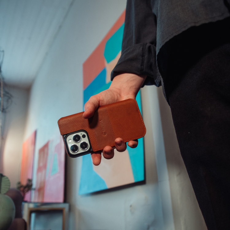 Krusell Nahka Puhelin lompakko iPhone 13 Mini Cognac Krusell Nahka Puhelin lompakko iPhone 13 Mini Cognac