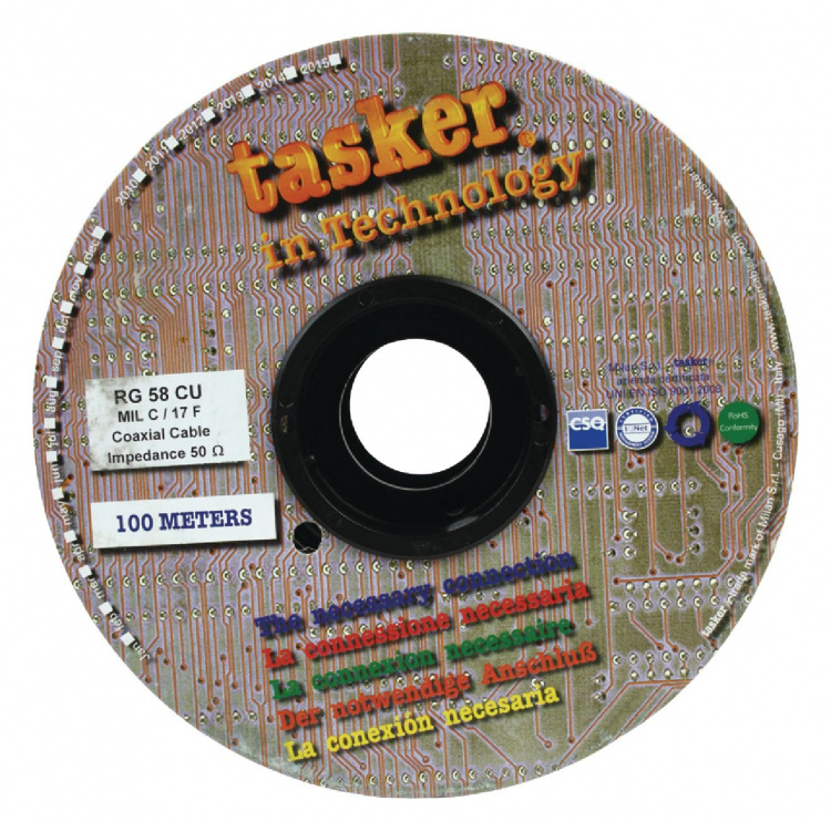 Tasker Koaksiaalikaapelikela RG58 5.0 mm 100 m Musta
