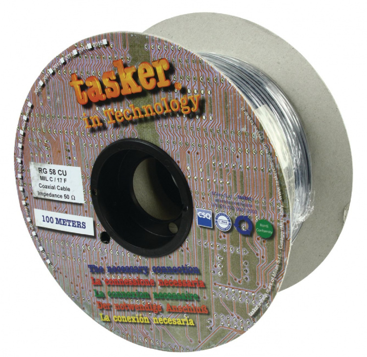Tasker Koaksiaalikaapelikela RG58 5.0 mm 100 m Musta