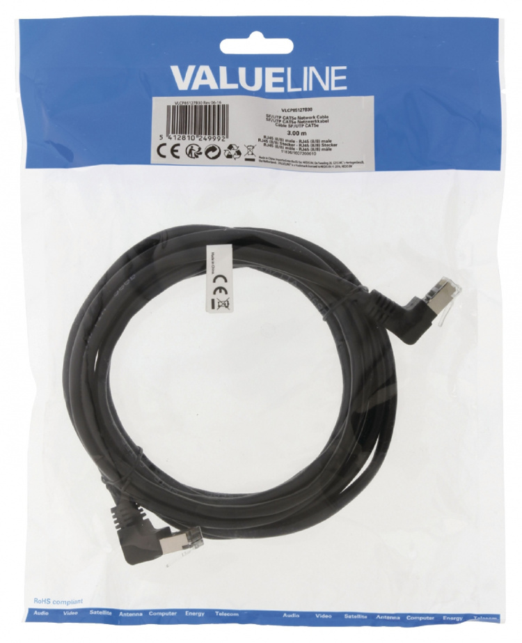 Valueline CAT5e SF / UTP Verkkokaapeli RJ45 (8P8C) Uros - RJ45 (8P8C) Uros 3.00 m Musta Valueline CAT5e SF / UTP Verkkokaapeli RJ45 (8P8C) Uros - RJ45 (8P8C) Uros 3.00 m Musta
