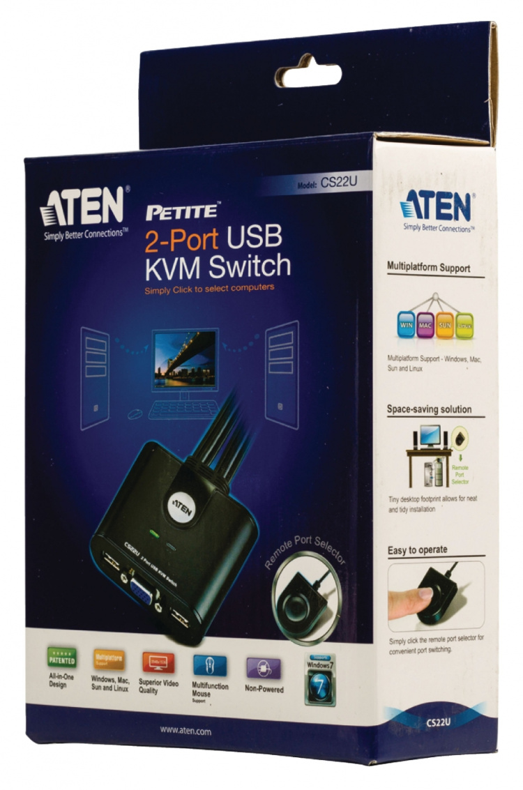 Aten CS22U 2-Väylä KVM Switch Musta
