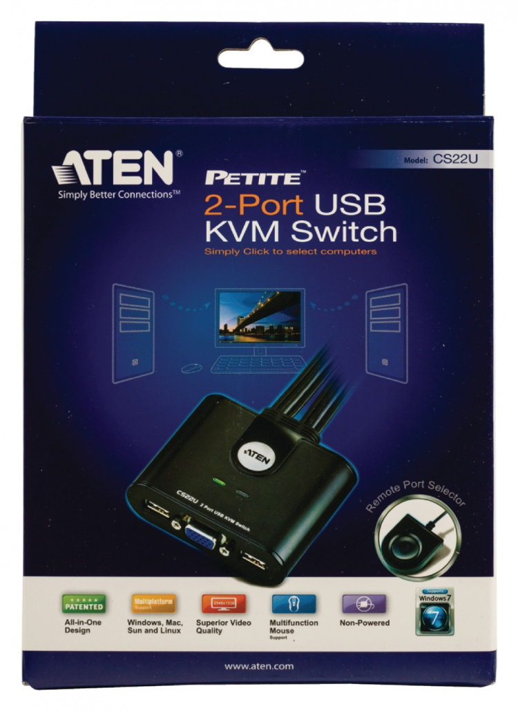 Aten CS22U 2-Väylä KVM Switch Musta