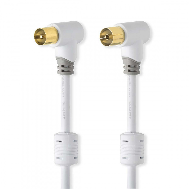 Nedis Koaksiaalikaapeli | IEC (Coax) Uros | IEC (Coax) Naaras | Kullattu | 100 dB | 75 Ohm | Tuplasuojattu | 5.00 m | Pyöreä | PVC | Valkoinen | Laatikko