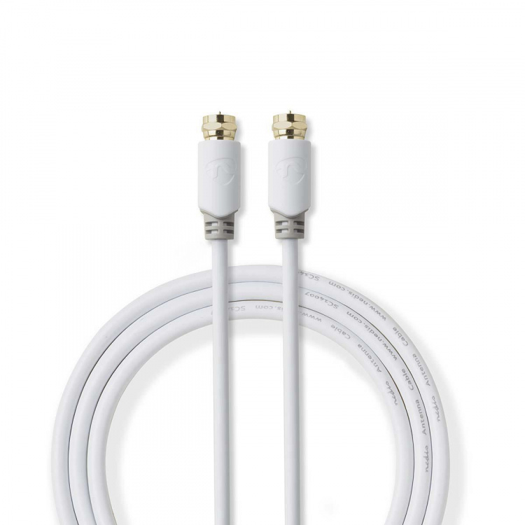 Nedis Satelliitti- ja Antennikaapeli | F uros | F uros | Kullattu | 75 Ohm | Yksinkertainen suojaus | 5.00 m | Pyöreä | PVC | Valkoinen | Muovipussi Nedis Satelliitti- ja Antennikaapeli | F uros | F uros | Kullattu | 75 Ohm | Yksinkertainen suojaus | 5.00 m | Pyöreä | PVC | Valkoinen | Muovipussi