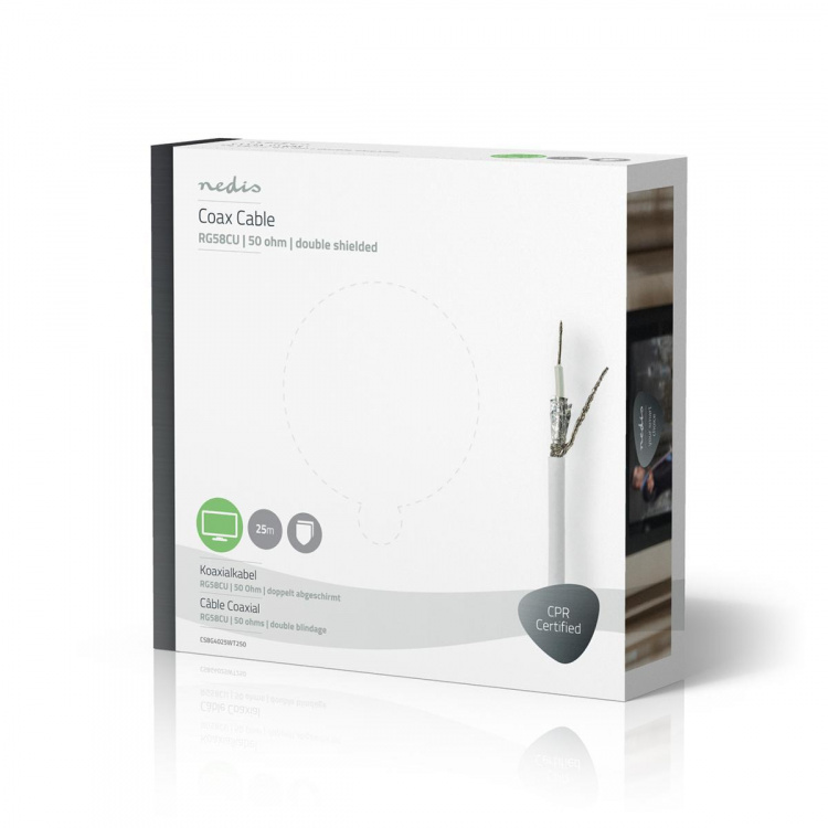 Nedis Koaksiaalikaapelikela | RG58C/U | 50 Ohm | Tuplasuojattu | ECA | 25.0 m | Antenni | PVC | Valkoinen | Pakkaus