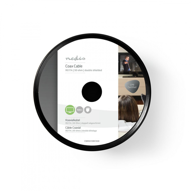 Nedis Koaksiaalikaapelikela | RG174 | 50 Ohm | Yksinkertainen suojaus | ECA | 100.0 m | Antenni | PVC | Musta | Kela Nedis Koaksiaalikaapelikela | RG174 | 50 Ohm | Yksinkertainen suojaus | ECA | 100.0 m | Antenni | PVC | Musta | Kela