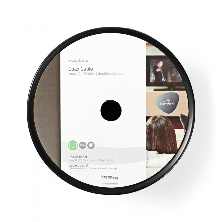 Nedis Koaksiaalikaapelikela | Coax 12 | 75 Ohm | Tuplasuojattu | ECA | 100.0 m | Antenni | PVC | Valkoinen | Kela