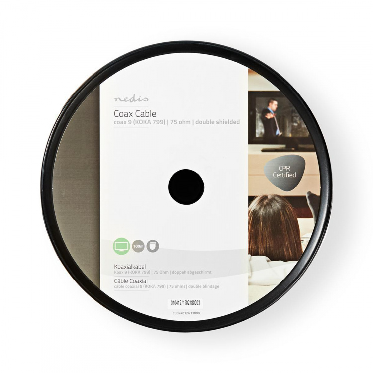 Nedis Koaksiaalikaapelikela | RG6T | 75 Ohm | Tuplasuojattu | ECA | 100.0 m | Antenni | PVC | Valkoinen | Kela