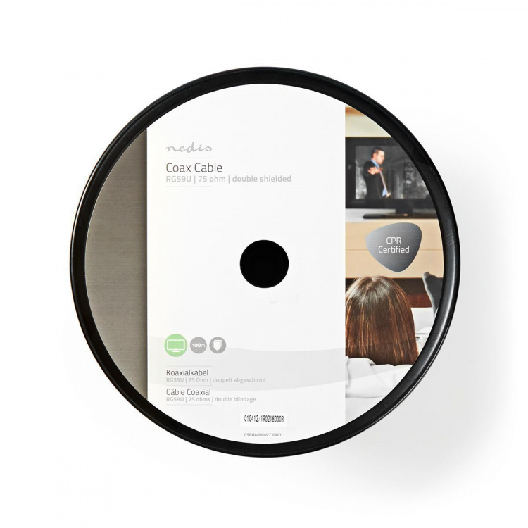 Nedis Koaksiaalikaapelikela | RG59U | 75 Ohm | Tuplasuojattu | ECA | 100.0 m | Antenni | PVC | Valkoinen | Kela