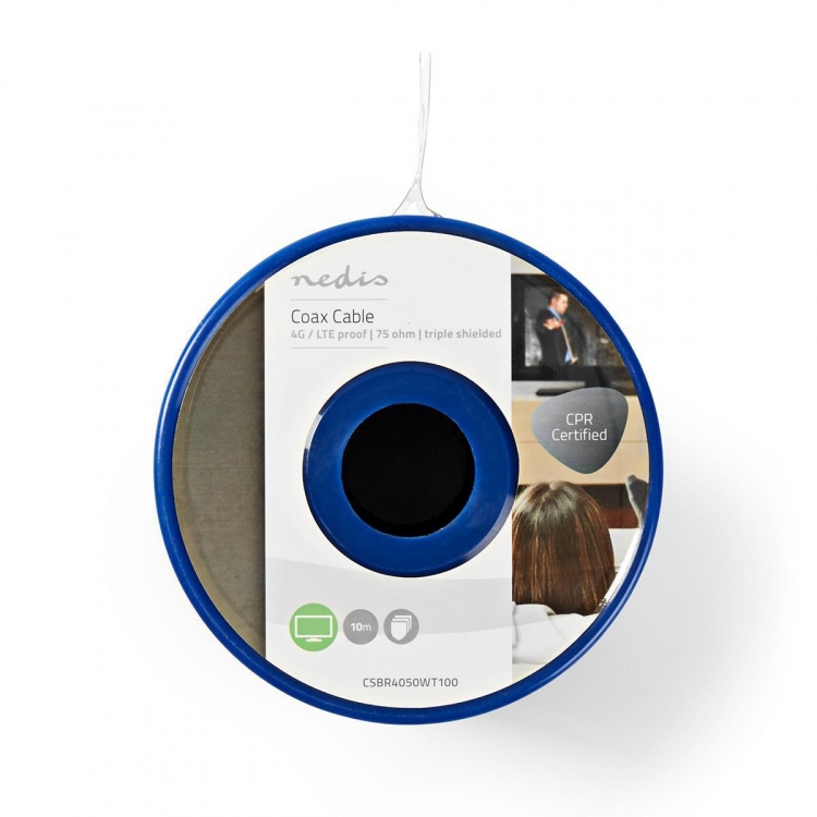 Nedis Koaksiaalikaapelikela | 4G/LTE suojattu | 75 Ohm | Kolminkertainen suojaus | ECA | 10.0 m | Antenni | PVC | Valkoinen | Kela