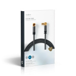 Nedis Koaksiaalikaapeli | IEC (Coax) Uros | IEC (Coax) Naaras | Kullattu | 75 Ohm | Nelinkertainen suojaus | 5.00 m | Pyöreä | Puuvilla | Gun Metal Harmaa / Harmaa | Laatikko kannella ja ikkunalla