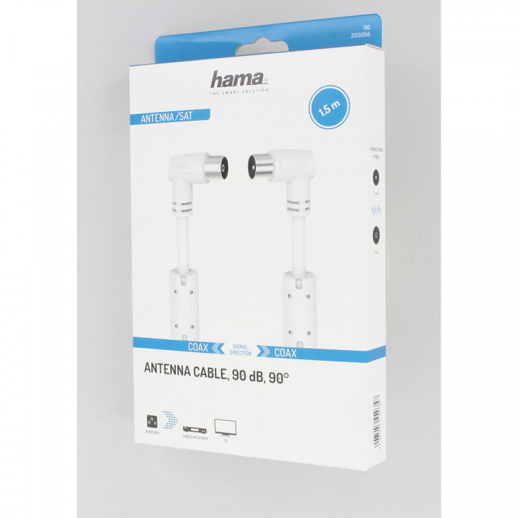 Hama Cable Antenna Angle 90dB White 1.5m Hama Cable Antenna Angle 90dB White 1.5m