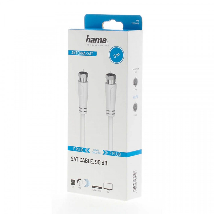 Hama Antenna Cable SAT 90dB F-F White 3.0m Hama Antenna Cable SAT 90dB F-F White 3.0m