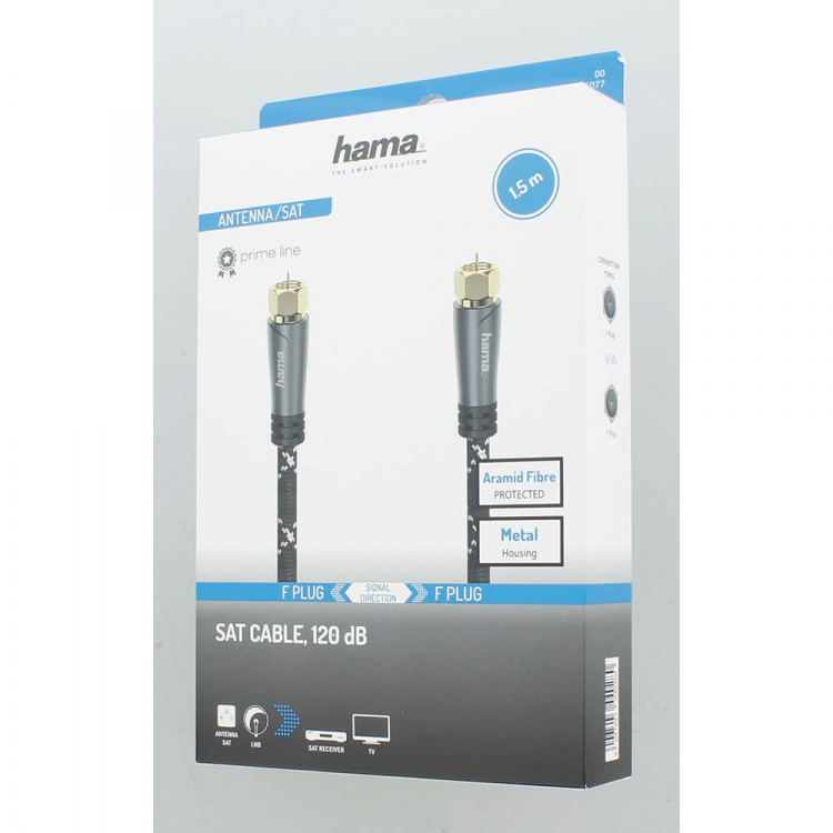 Hama Antenna Cable SAT 120dB F-F Black/Grey 1.5m Hama Antenna Cable SAT 120dB F-F Black/Grey 1.5m