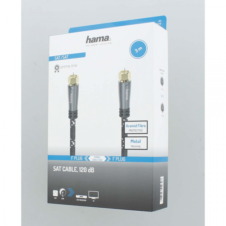 Hama Antenna Cable SAT 120dB F-F Black/Grey 3.0m