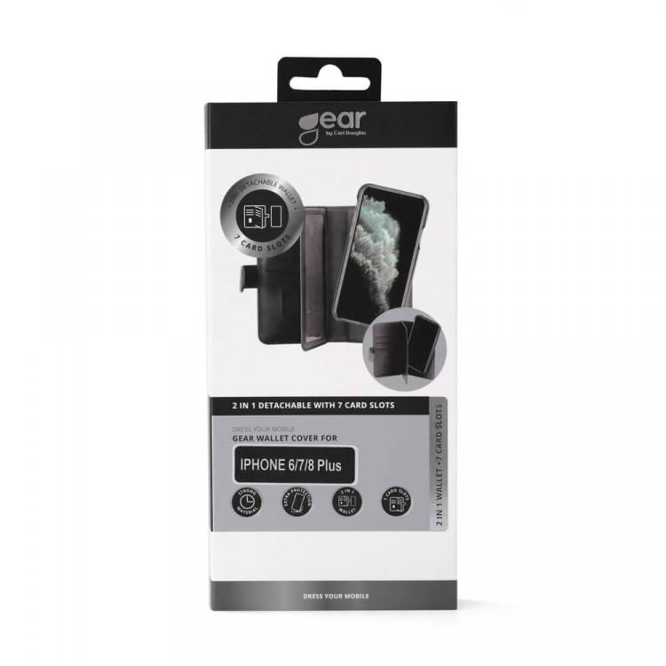 Gear Lompakko 2in1 7 Korttipaikkaa Musta - iPhone 6/7/8 Plus Gear Lompakko 2in1 7 Korttipaikkaa Musta - iPhone 6/7/8 Plus