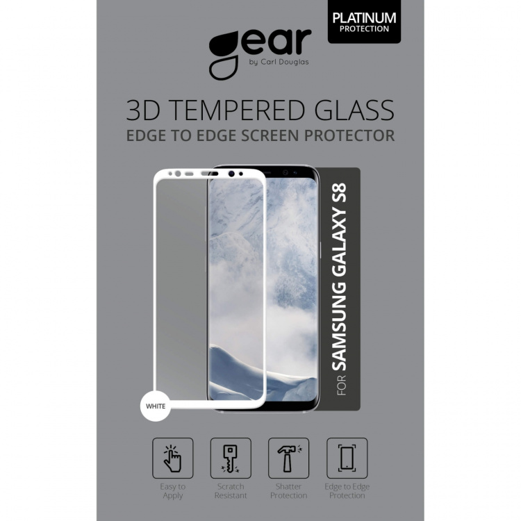 Gear Härdat Glas 3D Full Cover Vit Samsung S8