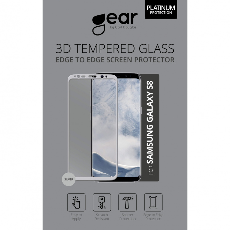 GEAR Panssarilasi 3D Full Cover Hopea Samsung S8