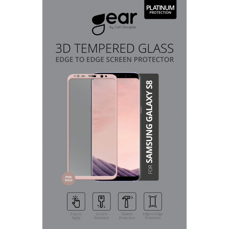 Gear Härdat Glas 3D Full Cover Rosegold Samsung S8