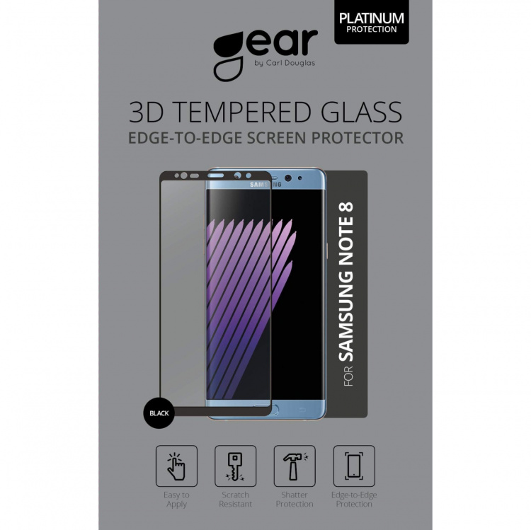 Gear Härdat Glas 3D Full Cover Svart Samsung Note 8