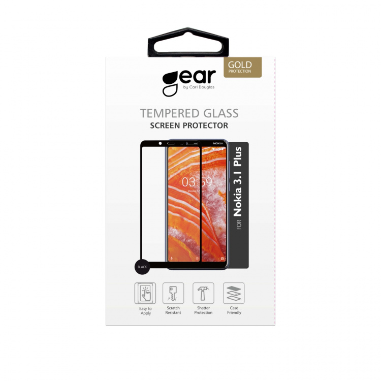 Gear Härdat Glas 2,5D Full Cover Nokia 3.1 Plus