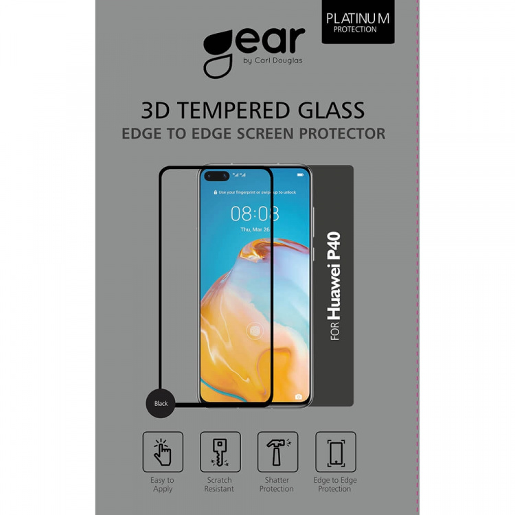 Gear Härdat Glas 3D Full Cover Black Huawei P40 Gear Härdat Glas 3D Full Cover Black Huawei P40