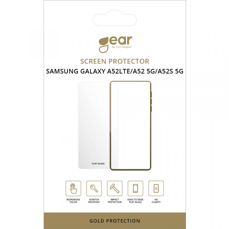 Gear Näytönsuojus 2.5D Gold Case Friendly - Samsung A52 LTE, A52 5G, A52S 5G Gear Näytönsuojus 2.5D Gold Case Friendly - Samsung A52 LTE, A52 5G, A52S 5G
