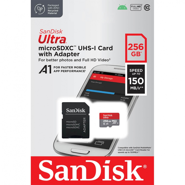 SANDISK MicroSDXC Mobil Ultra 256GB 150MB/s UHS-I Adap SANDISK MicroSDXC Mobil Ultra 256GB 150MB/s UHS-I Adap