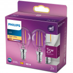 Philips 2-pack LED E14 Klot 2W (25W) Klar 250lm Philips 2-pack LED E14 Klot 2W (25W) Klar 250lm