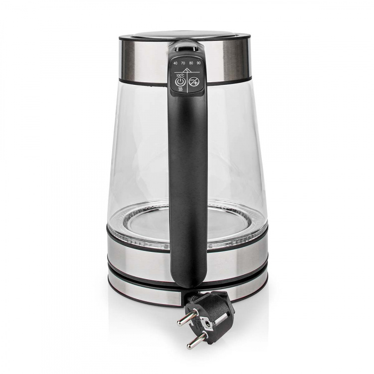 Nedis SmartLife Vedenkeitin | Wi-Fi | 1.7 l | Lasi | 40,60,70,80,90,100 °C | Lämpötilailmaisin | Pyörivä 360 astetta | Piilotettu lämmityselementti | Strix® ohjain | Tyhjäksi kiehumisen suoja | Android™ / IOS