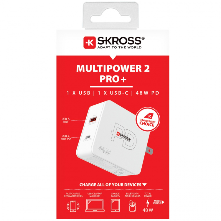 SKROSS Multipower 2 Pro+ US 1xUSB-C PD 1xUSB-A 48W