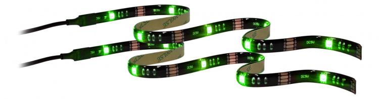 DELTACO GAMING LED-lista, 2x50cm,12 eri väriä, RGB, kaukosäädin, USB