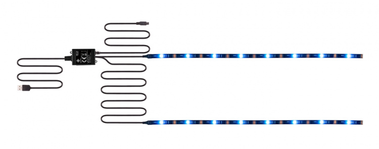DELTACO GAMING LED-lista, 2x50cm,12 eri väriä, RGB, kaukosäädin, USB