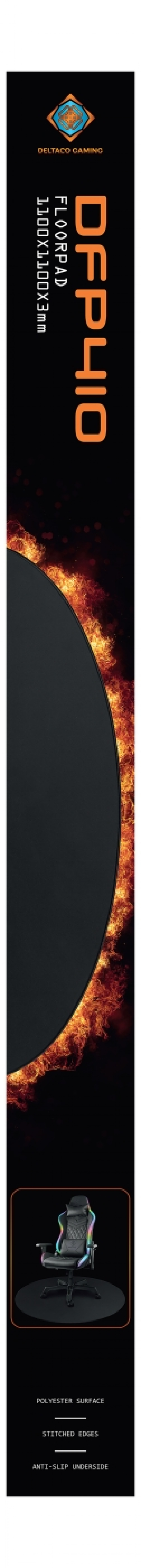 DELTACO GAMING DFP410 lattiamatto, 110x110cm, musta
