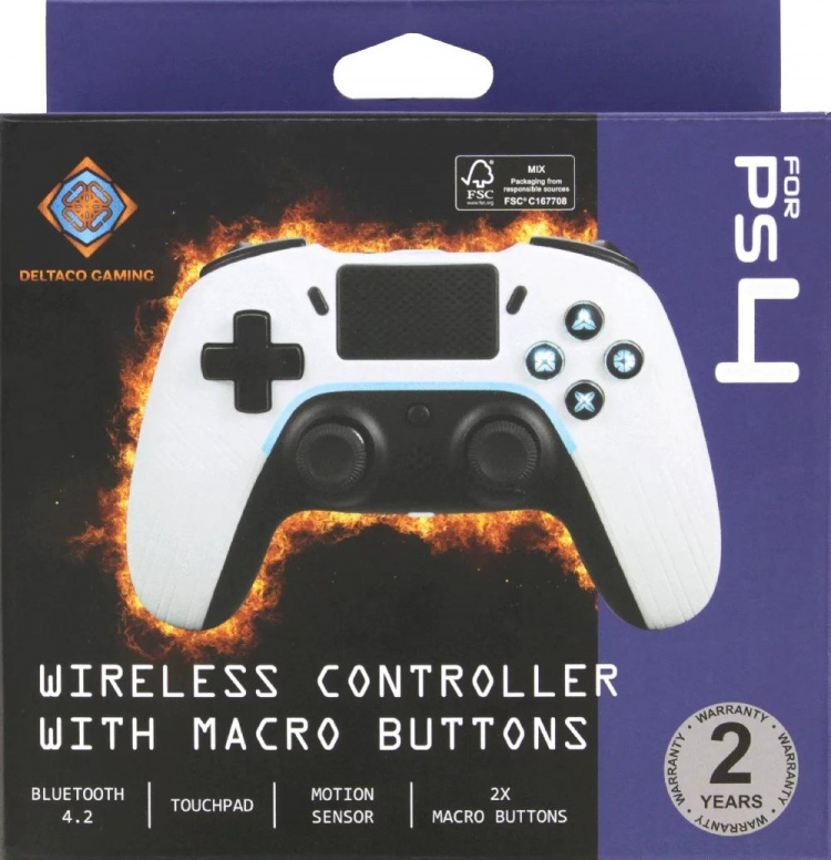 deLTACO GAMING Playstation 4 bluetooth controller, white