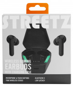 STREETZ pelaajan nappikuulokkeet, täyslangaton stereo, in-ear, musta