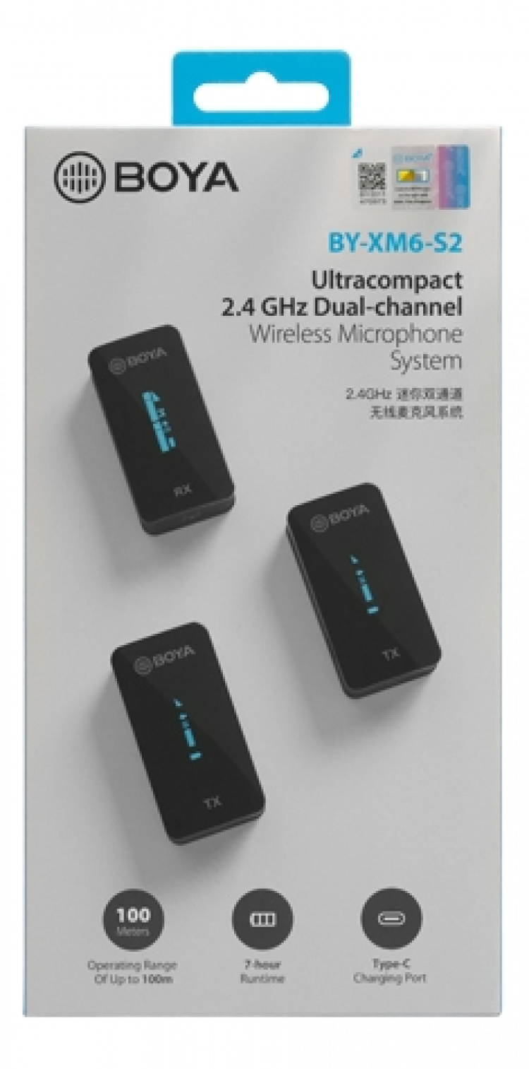 Boya Ultracompact 2.4GHz Dual-channel Wireless Microphone 1+2