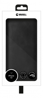 Krusell iPhone 12 Mini PhoneWallet Leather, Black Krusell iPhone 12 Mini PhoneWallet Leather, Black