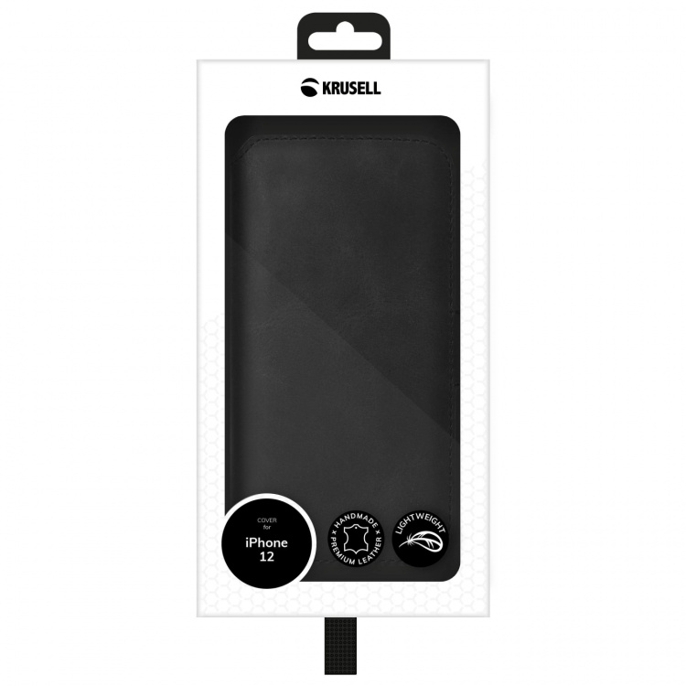 Krusell iPhone 12 Mini PhoneWallet Leather, Black Krusell iPhone 12 Mini PhoneWallet Leather, Black