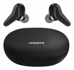 STREETZ True Wireless Stereo in-ear, dual earbuds, charge case, black