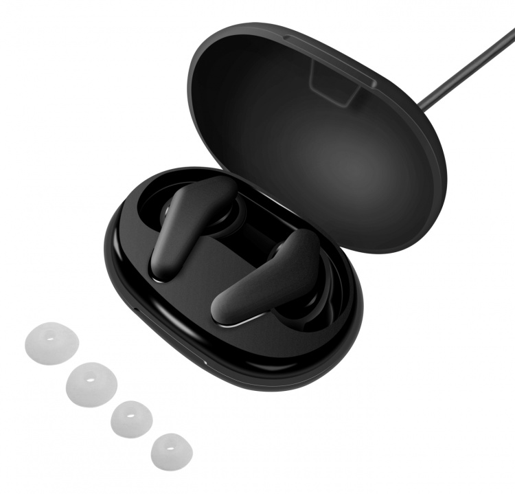 STREETZ True Wireless Stereo in-ear, dual earbuds, charge case, black