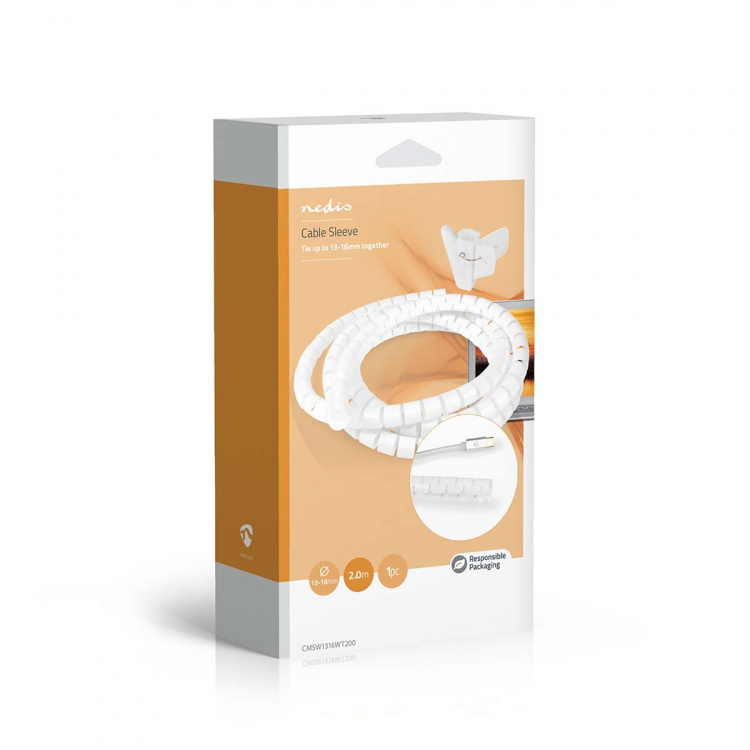 Nedis Johdotusjärjestelmä | Spiraaliholkki | 1 kpl | Suurin kaapelin paksuus: 16 mm | PE | Valkoinen
