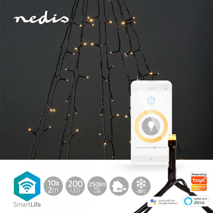 Nedis SmartLife Jouluvalot | Puu | Wi-Fi | Lämmin Valkoinen | 200 LED\'s | 20.0 m | 10 x 2 m | Android™ / IOS Nedis SmartLife Jouluvalot | Puu | Wi-Fi | Lämmin Valkoinen | 200 LED\'s | 20.0 m | 10 x 2 m | Android™ / IOS