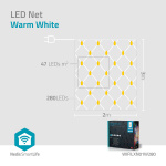 Nedis SmartLife Jouluvalot | Verkko | Wi-Fi | Lämmin Valkoinen | 280 LED\'s | 3.00 m | 3 x 2 m | Android™ / IOS