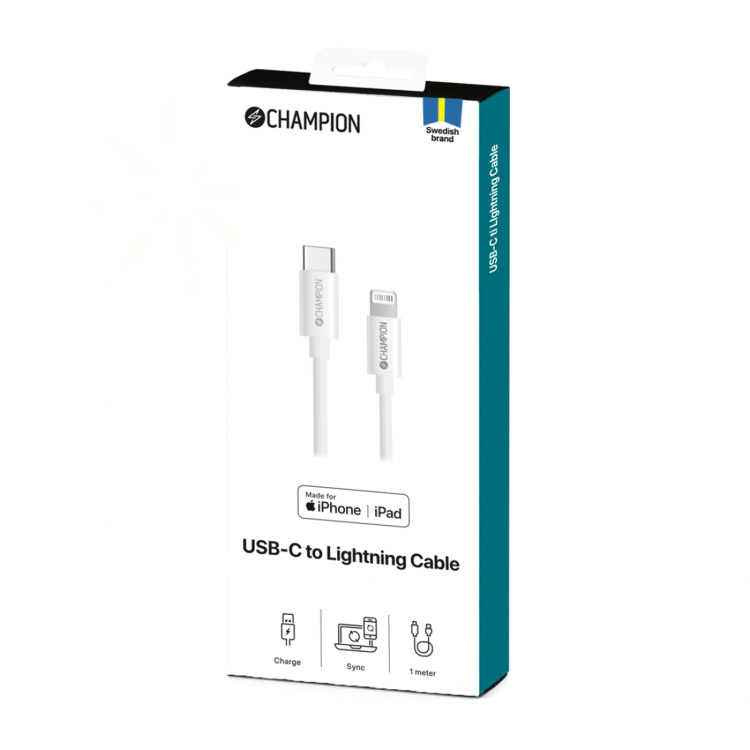 Champion Ladd&Synk kabel USB-C till Lig Champion Ladd&Synk kabel USB-C till Lig