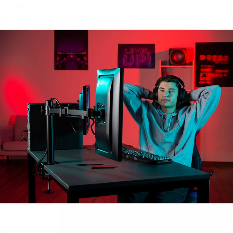 Hama Monitor Holder Operator Twin Black