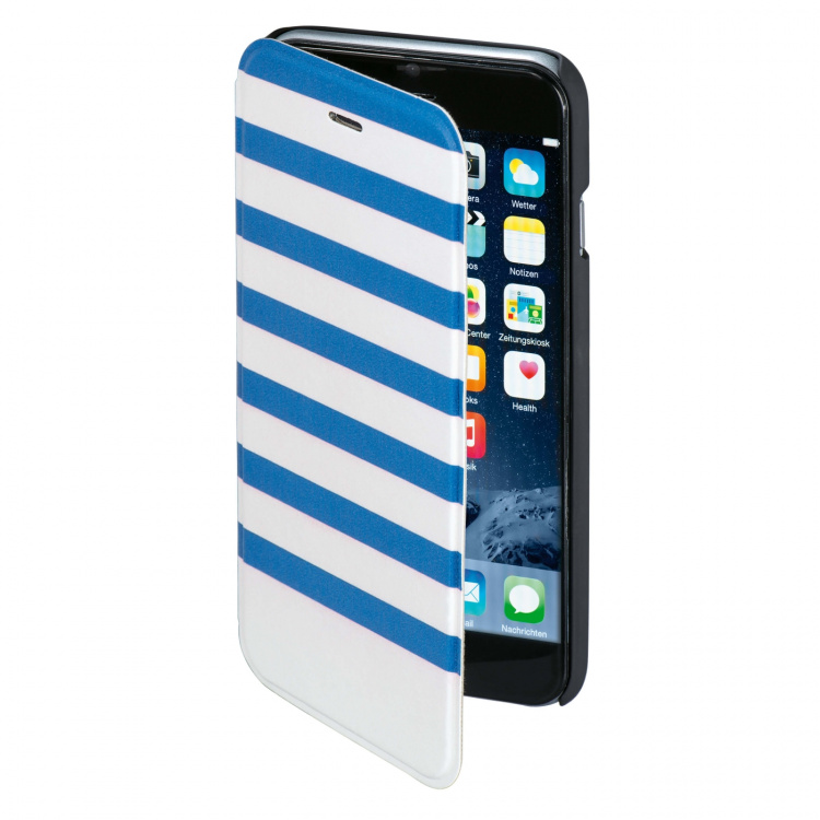 Hama Plånboksväska DesignLine iPhone6/6S Stripe Blå/Vit