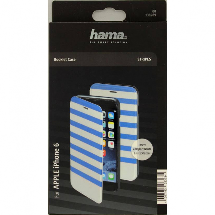 Hama Plånboksväska DesignLine iPhone6/6S Stripe Blå/Vit