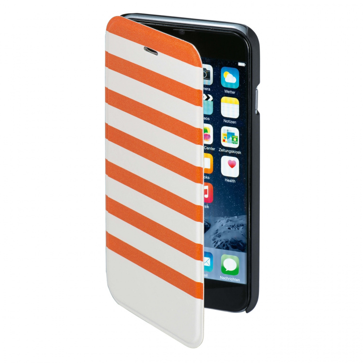 Hama Plånboksväska DesignLine iPhone6/6S Stripe Orange/Vit